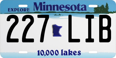MN license plate 227LIB