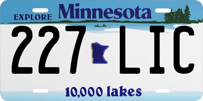 MN license plate 227LIC