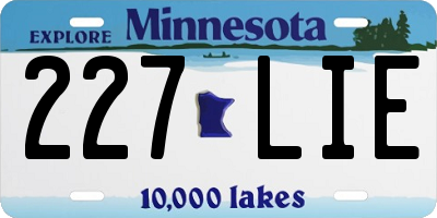 MN license plate 227LIE