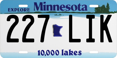 MN license plate 227LIK
