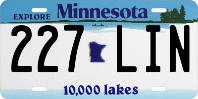 MN license plate 227LIN