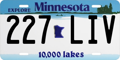 MN license plate 227LIV