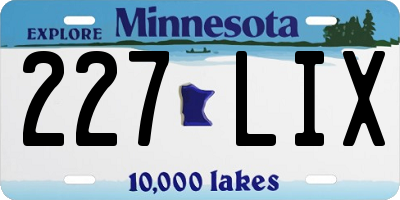 MN license plate 227LIX