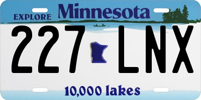 MN license plate 227LNX