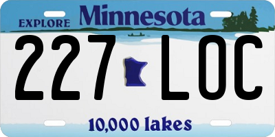 MN license plate 227LOC