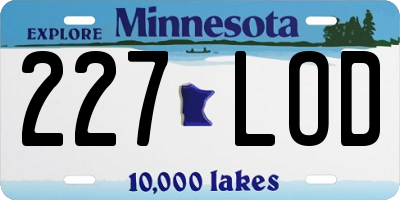 MN license plate 227LOD