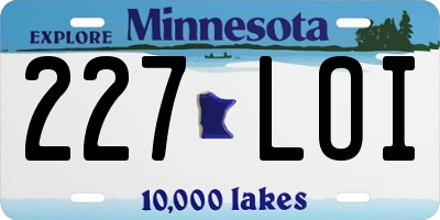 MN license plate 227LOI