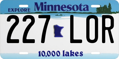 MN license plate 227LOR