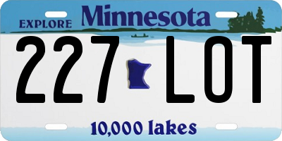 MN license plate 227LOT