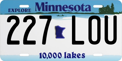 MN license plate 227LOU