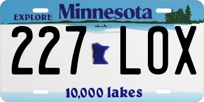 MN license plate 227LOX
