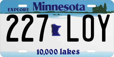 MN license plate 227LOY