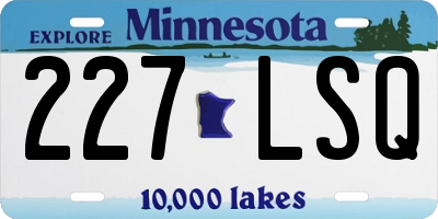 MN license plate 227LSQ