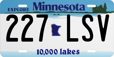 MN license plate 227LSV
