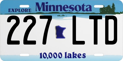 MN license plate 227LTD