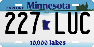 MN license plate 227LUC