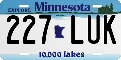 MN license plate 227LUK