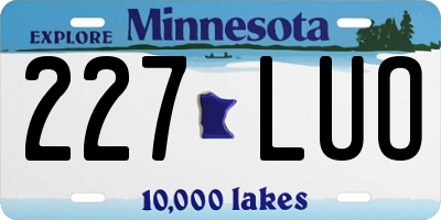 MN license plate 227LUO