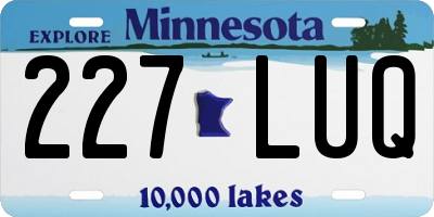 MN license plate 227LUQ