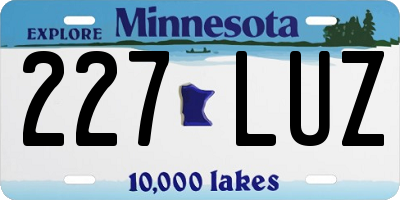 MN license plate 227LUZ