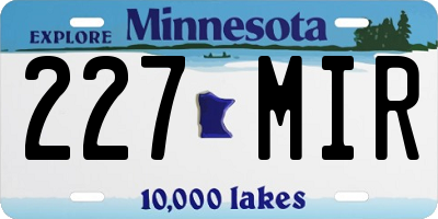 MN license plate 227MIR