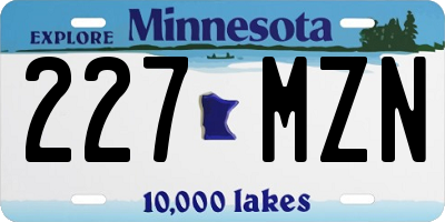 MN license plate 227MZN