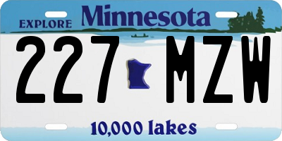 MN license plate 227MZW