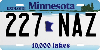 MN license plate 227NAZ