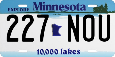 MN license plate 227NOU