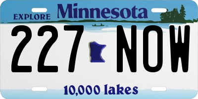 MN license plate 227NOW