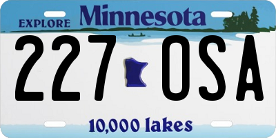 MN license plate 227OSA