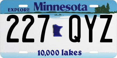 MN license plate 227QYZ