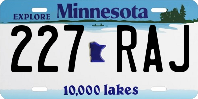 MN license plate 227RAJ