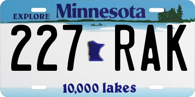 MN license plate 227RAK