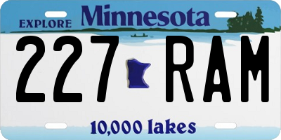 MN license plate 227RAM