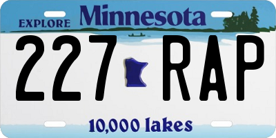 MN license plate 227RAP