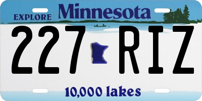 MN license plate 227RIZ