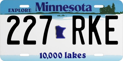 MN license plate 227RKE