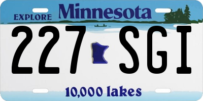 MN license plate 227SGI