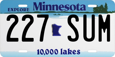 MN license plate 227SUM