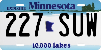 MN license plate 227SUW