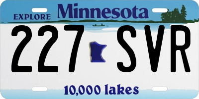 MN license plate 227SVR