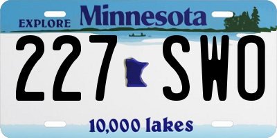 MN license plate 227SWO