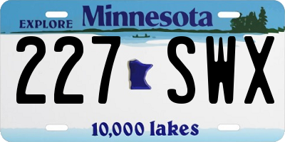 MN license plate 227SWX