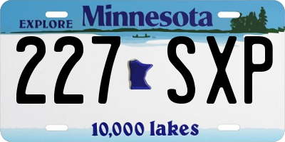MN license plate 227SXP