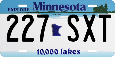 MN license plate 227SXT