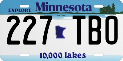 MN license plate 227TBO