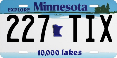 MN license plate 227TIX