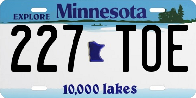 MN license plate 227TOE