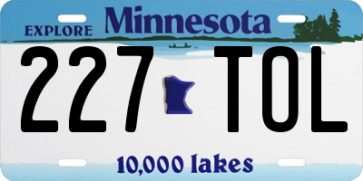 MN license plate 227TOL